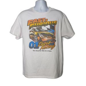 FAST & FURIOUS 01 One Quarter Mile At A Time. White T Shirt Size Large